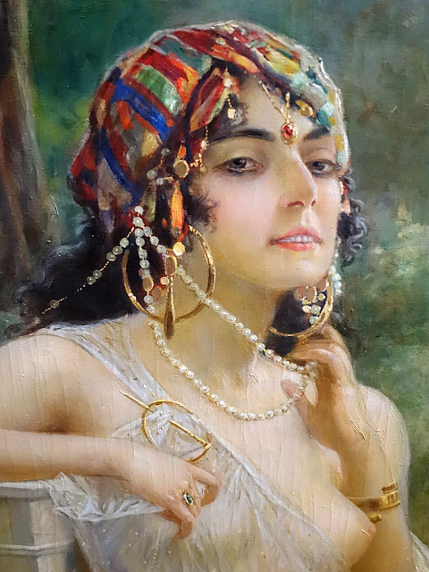 Painting Oriental Beauty by Joseph Brunner Vienna Austria Oil on canvas