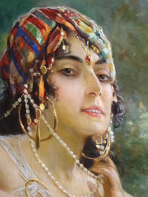 Painting Oriental Beauty by Joseph Brunner Vienna Austria Oil on canvas