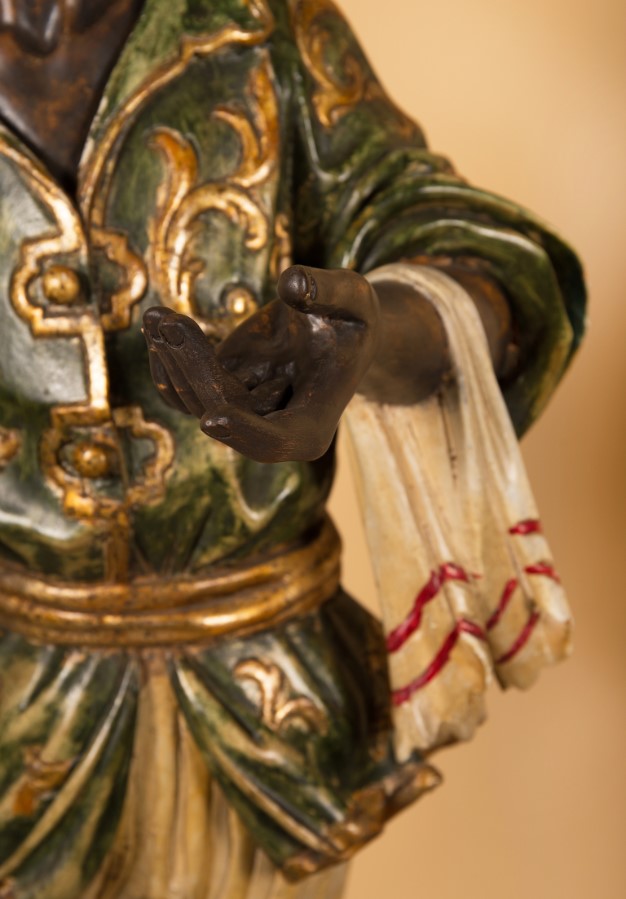 Pair of Italian Blackamoor Torcheres Polychromed Carved Wood 