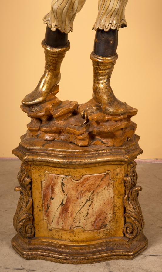 Pair of Italian Blackamoor Torcheres Polychromed Carved Wood 