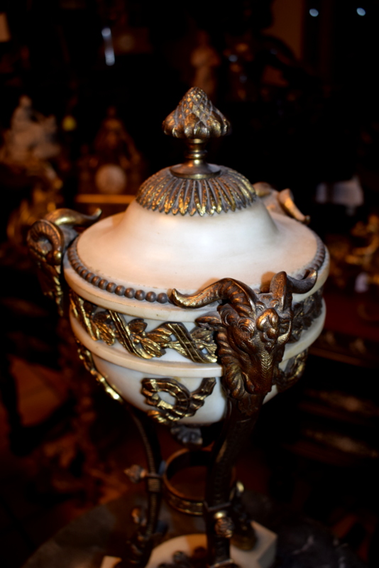 Pair of Louis XVI marble urns