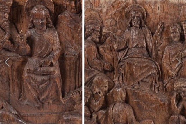 Pair of reliefs in oak , Flemish circa 1500