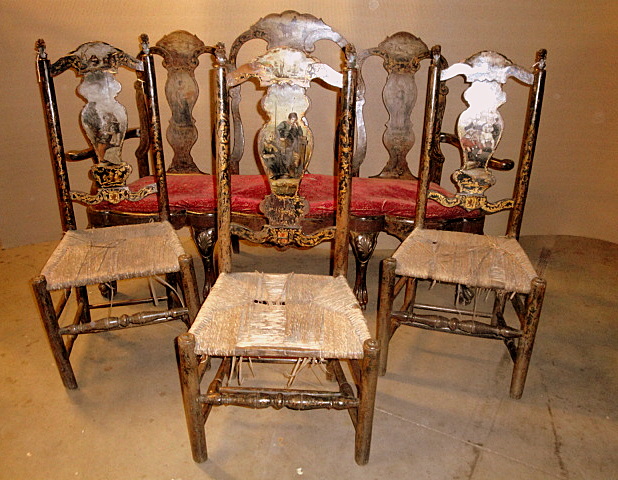 Salon suite painted wood Holland Hindeloopen 19th century