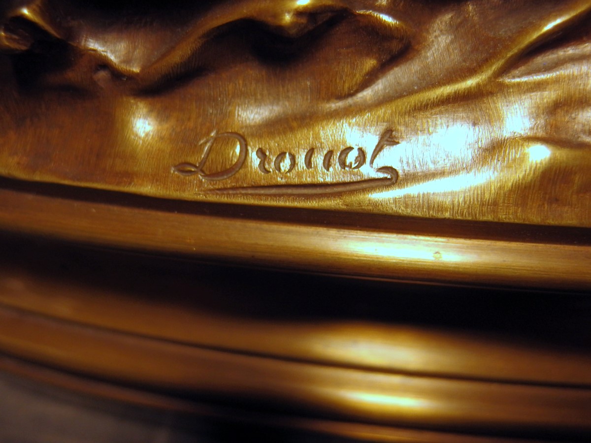 Sporting Statue in Bronze: a Rowing Boat Les Rameurs  signed Drouot France, ca. 1920