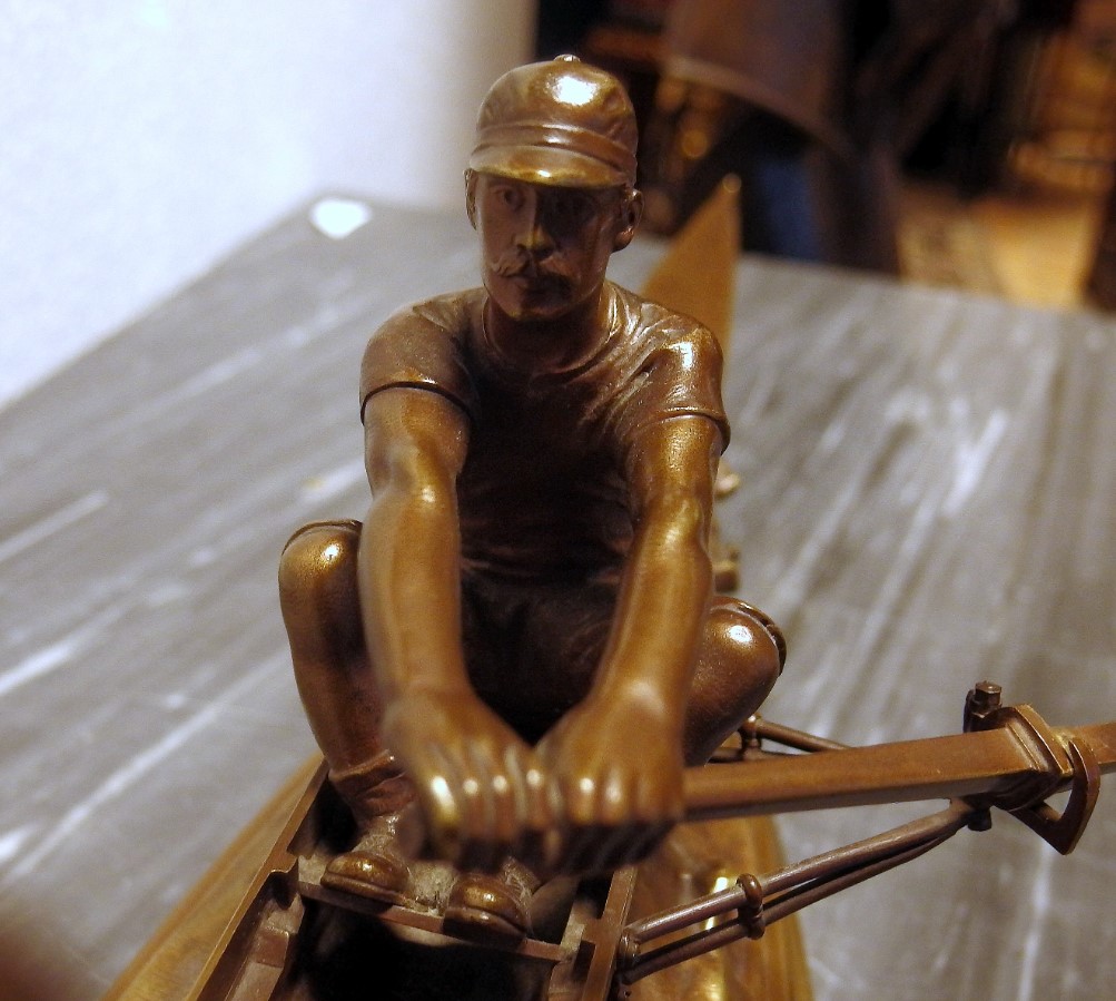 Sporting Statue in Bronze: a Rowing Boat Les Rameurs  signed Drouot France, ca. 1920