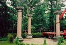 Three monumental columns in granit and belgian blue stone 