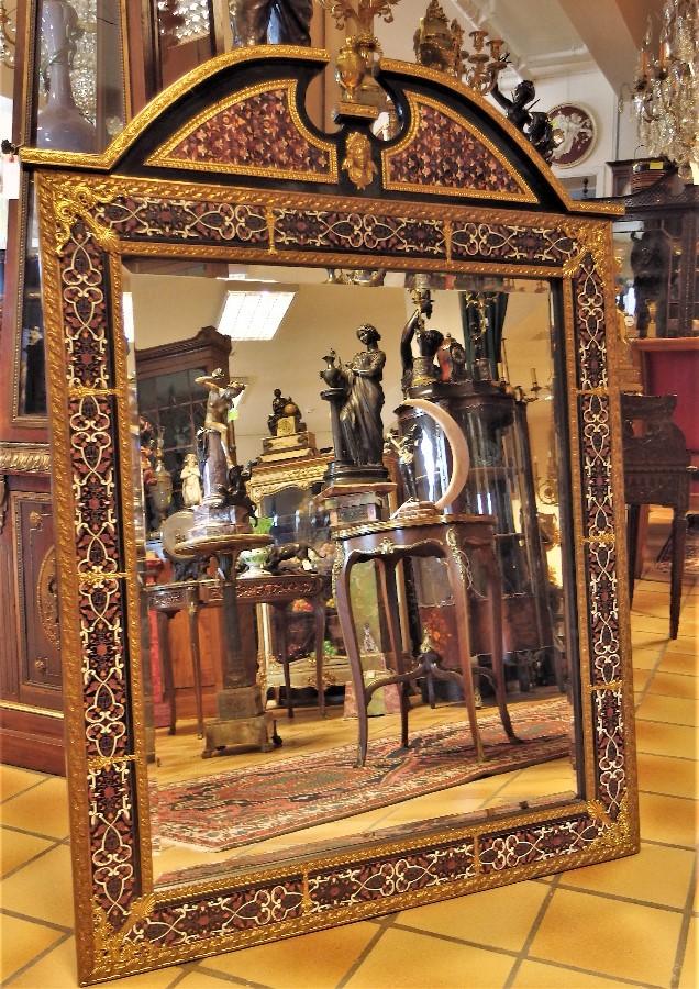 Wall Mirror Champleve Enamel and Gilt Brass Neo-Classical Style France late 19th Century