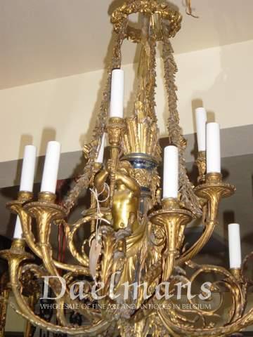 Louis Xvi Style Bronze Chandelier Cherub Napoleon Iii Period - Antique Bronze Cherub Chandelier Louis Xvi Style Bronze Chandelier Cherub Napoleon Iii Period - Antique Bronze Cherub Chandelier