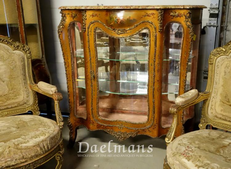 Vitrine Painted Wood Vernis Martin Technique Bronze Mounts France